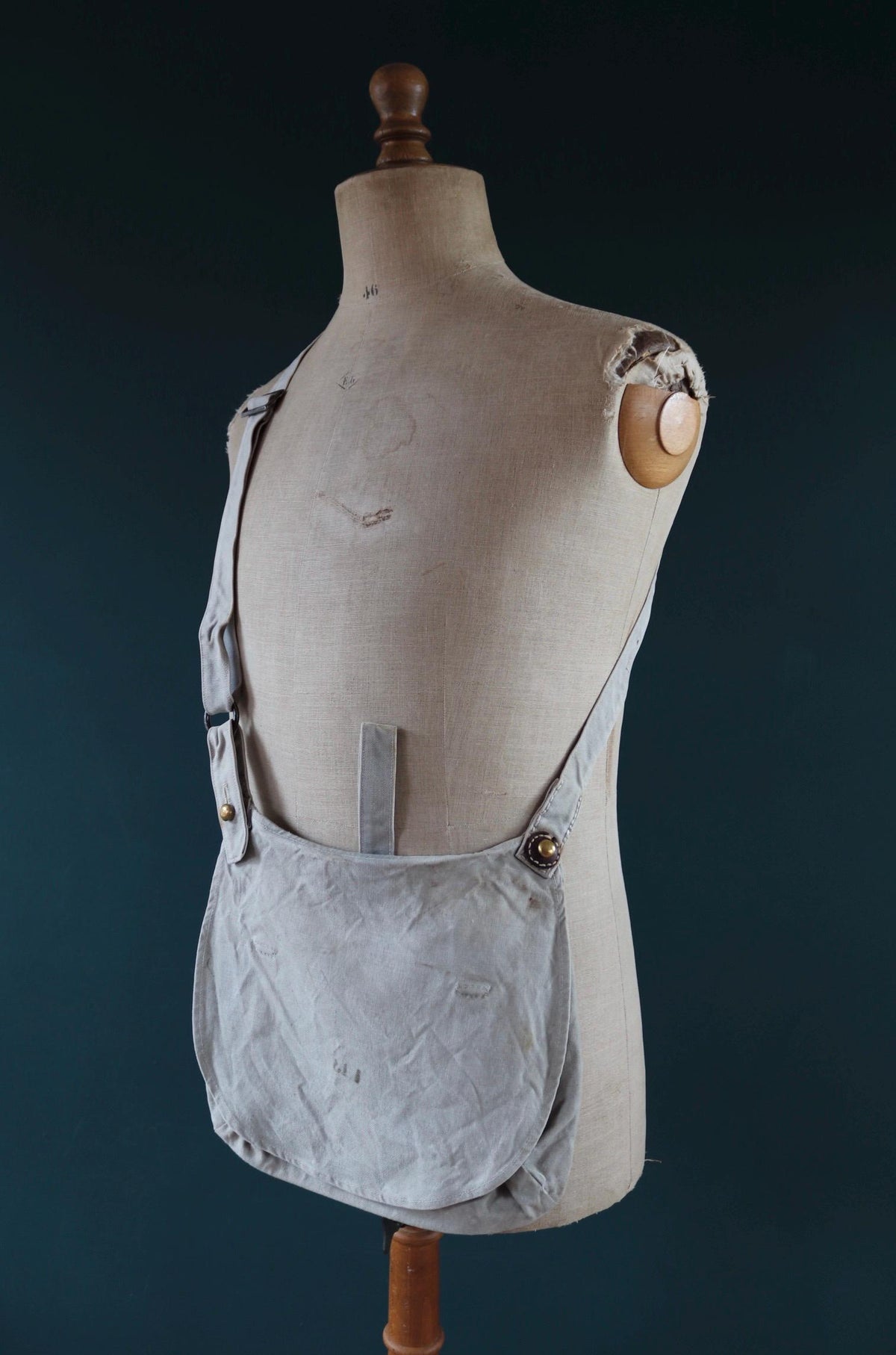 Antique WW1 military bag - Swedish army musette - cotton cross body bread bag - mattornist