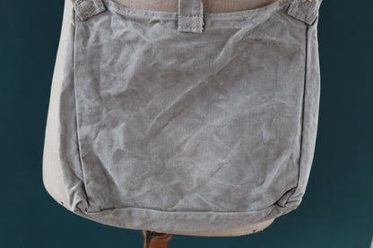 Antique WW1 military bag - Swedish army musette - cotton cross body bread bag - mattornist