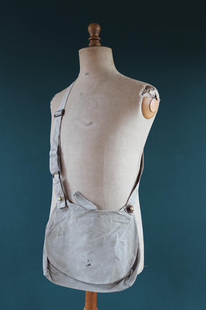 Antique WW1 military bag - Swedish army musette - cotton cross body bread bag - mattornist