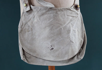 Antique WW1 military bag - Swedish army musette - cotton cross body bread bag - mattornist
