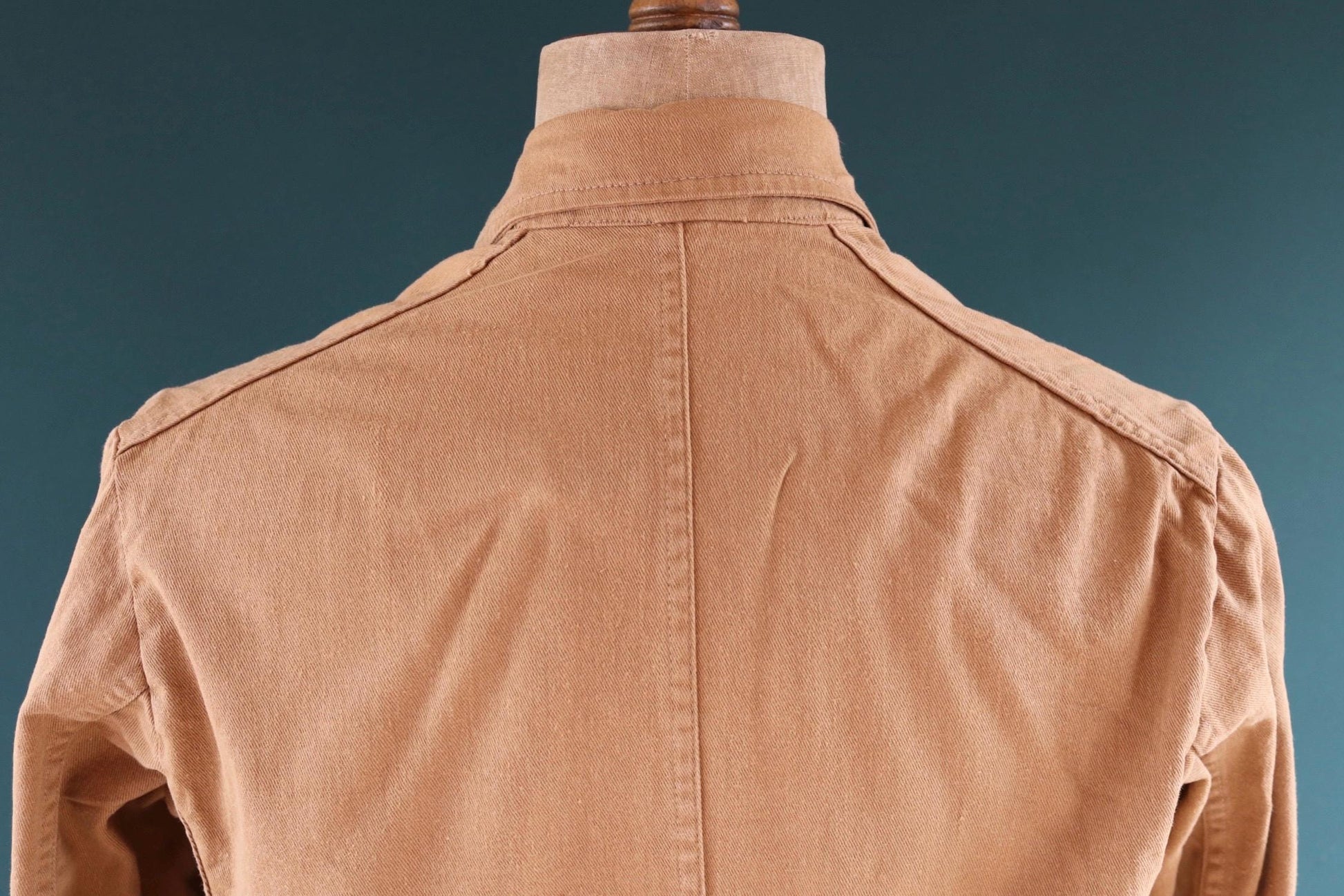 Vintage 1960s British workwear overalls - long brown cotton twill chore jacket - factory chore coat - 43” chest