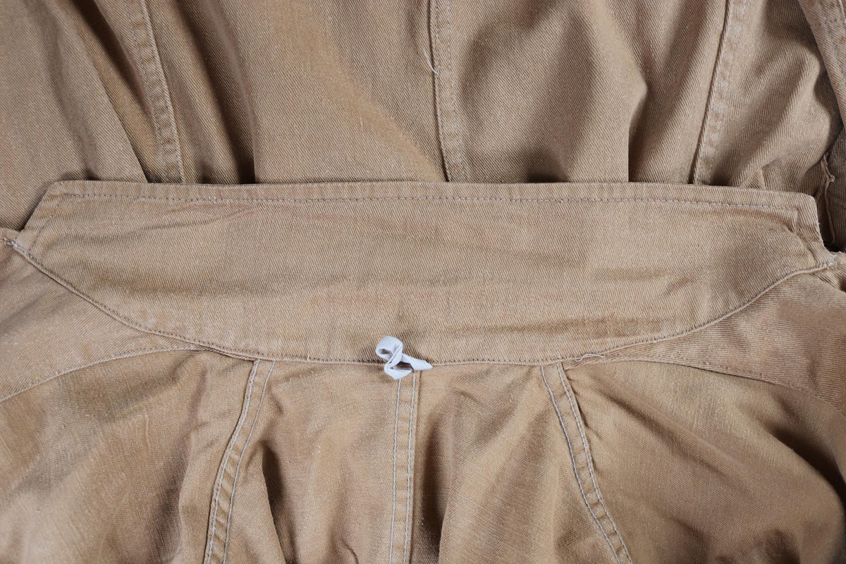 Vintage 1960s British workwear overalls - long brown cotton twill chore jacket - factory chore coat - 43” chest