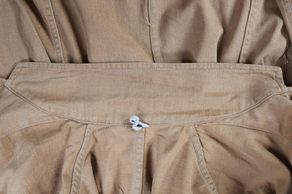 Vintage 1960s British workwear overalls - long brown cotton twill chore jacket - factory chore coat - 43” chest