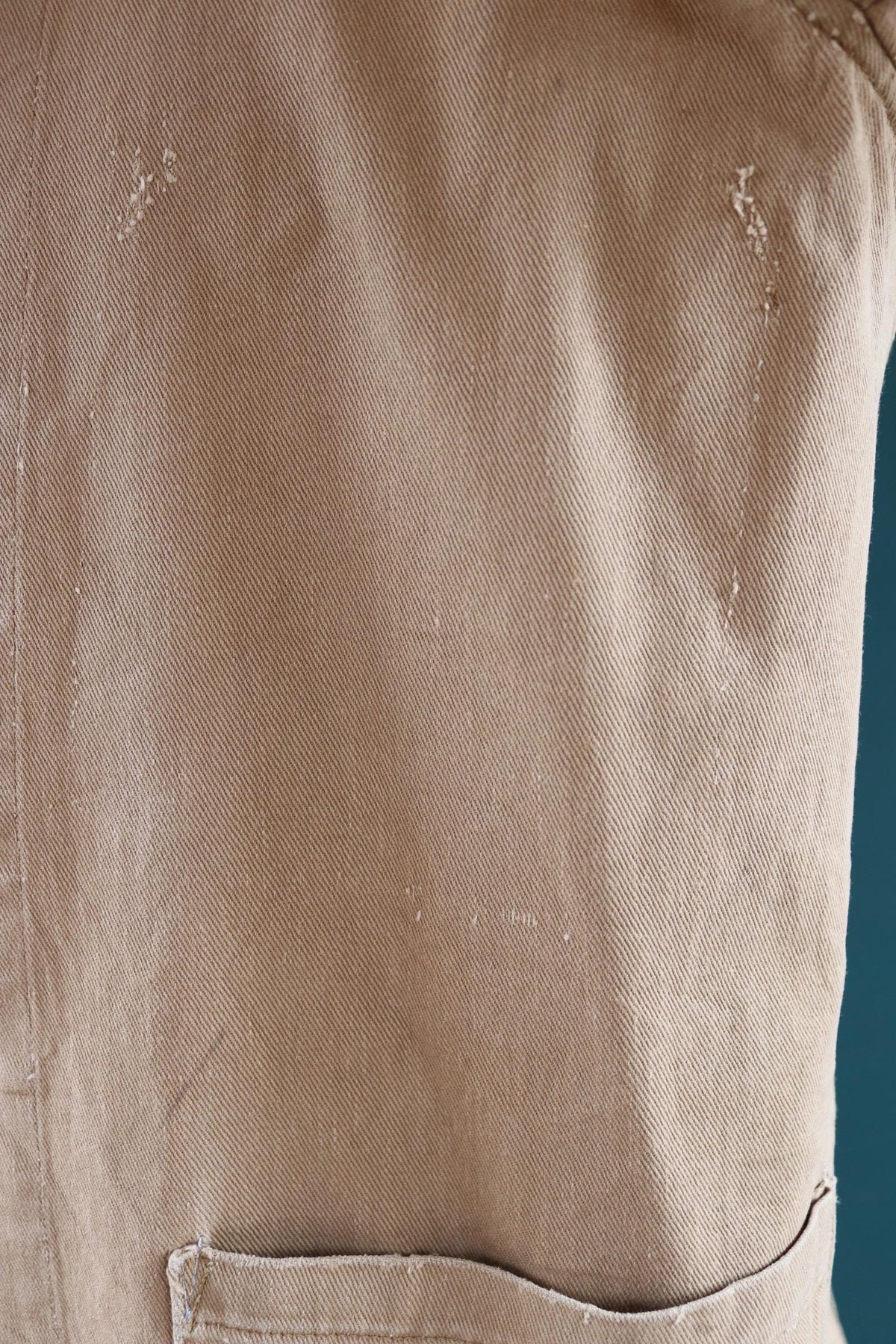 Vintage 1960s British workwear overalls - back belt - brown cotton twill chore jacket - factory chore coat - 46” chest
