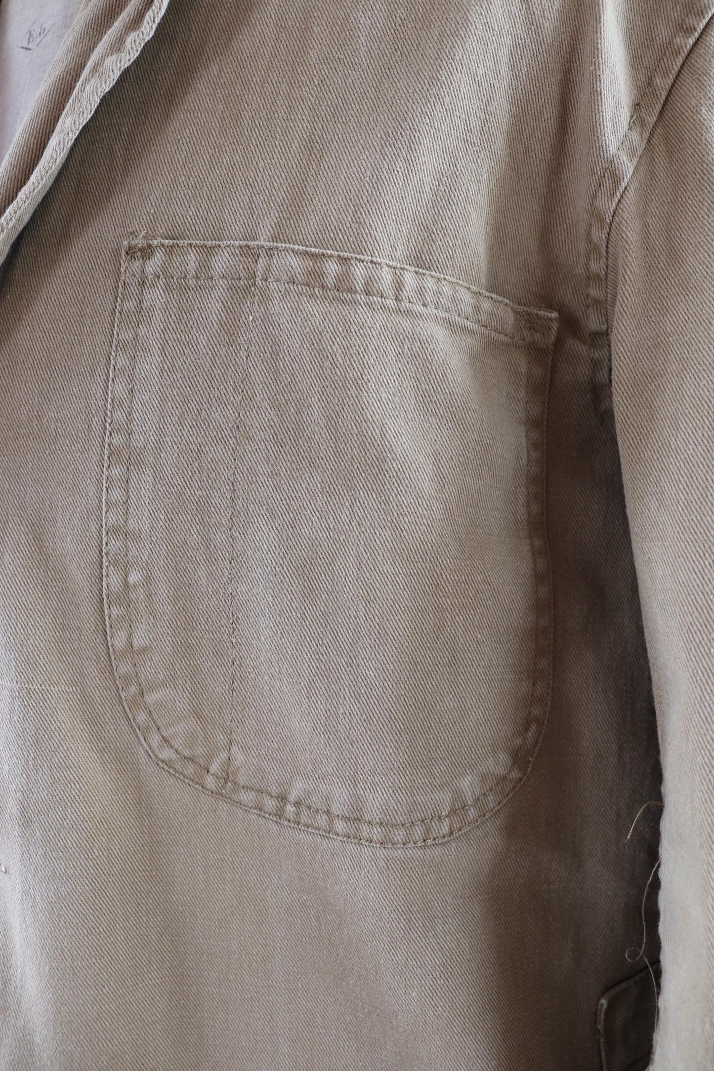 Vintage 1960s British workwear overalls - long brown cotton twill chore jacket - factory chore coat - 48” chest