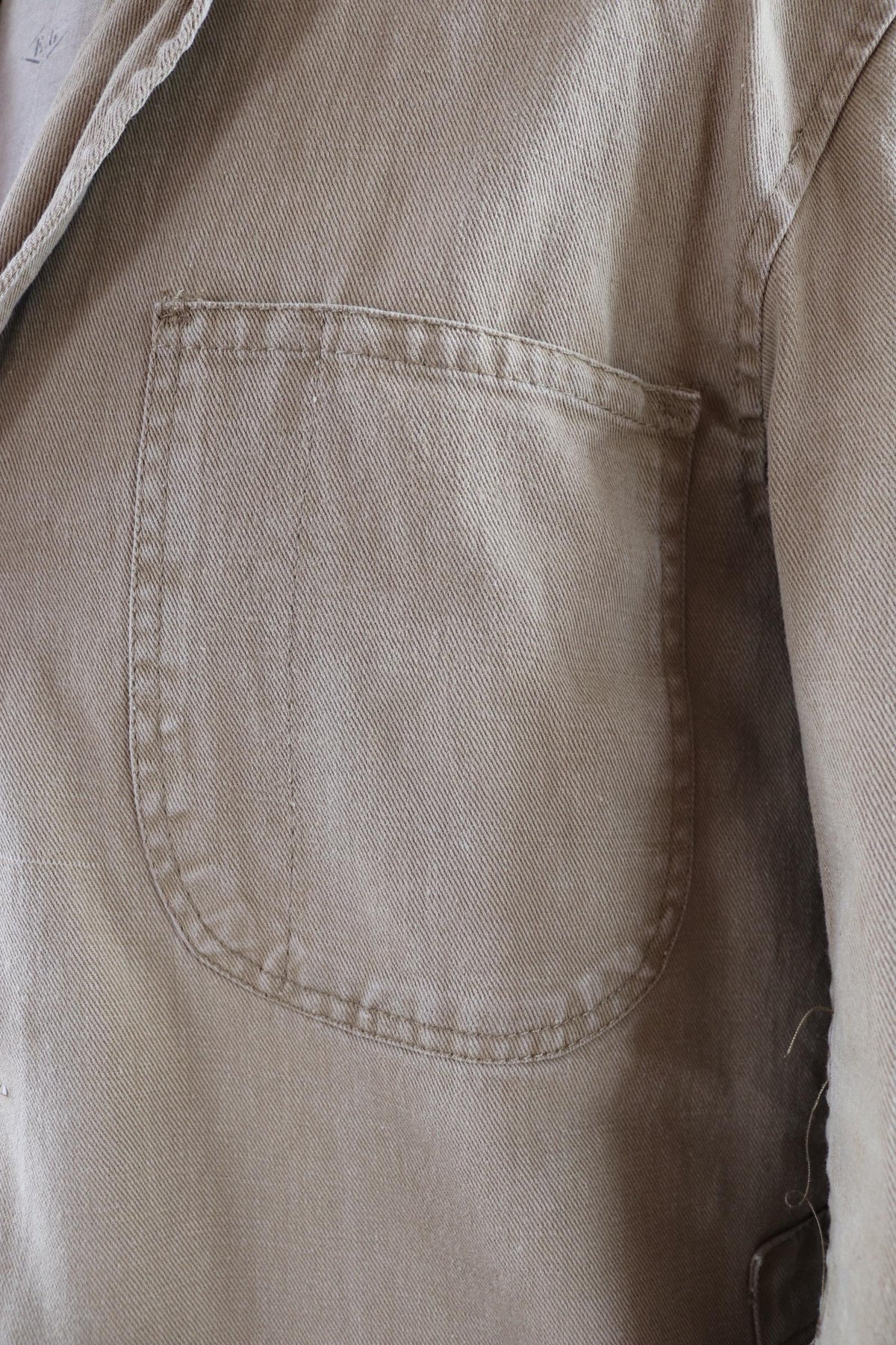 Vintage 1960s British workwear overalls - long brown cotton twill chore jacket - factory chore coat - 48” chest