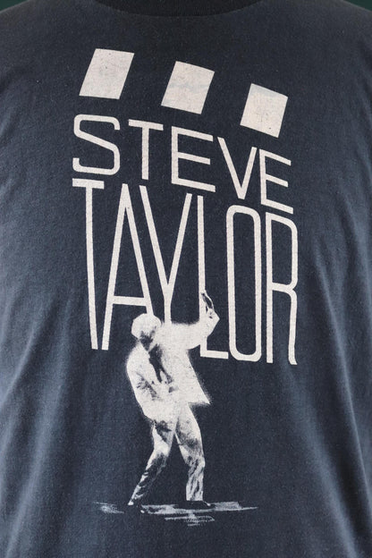 Vintage 1980s Steve Taylor t shirt - faded black - single stitch - 40” chest