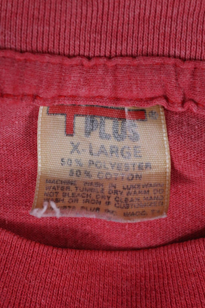 Vintage 1970s Ebony Club t shirt - Las Vegas disco club - faded red - glitter transfer - 42" chest