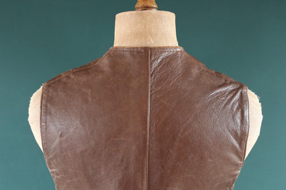Vintage WW2 ATS horsehide leather jerkin - Land Girl vest - British army waistcoat - military battledress - 37" chest