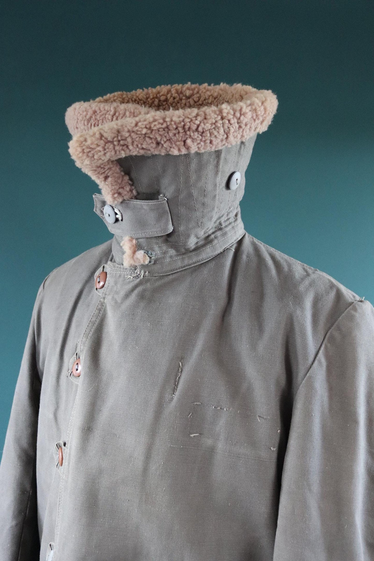 Vintage 1950s Swedish Livpäls sheepskin coat - military greatcoat - 46” chest