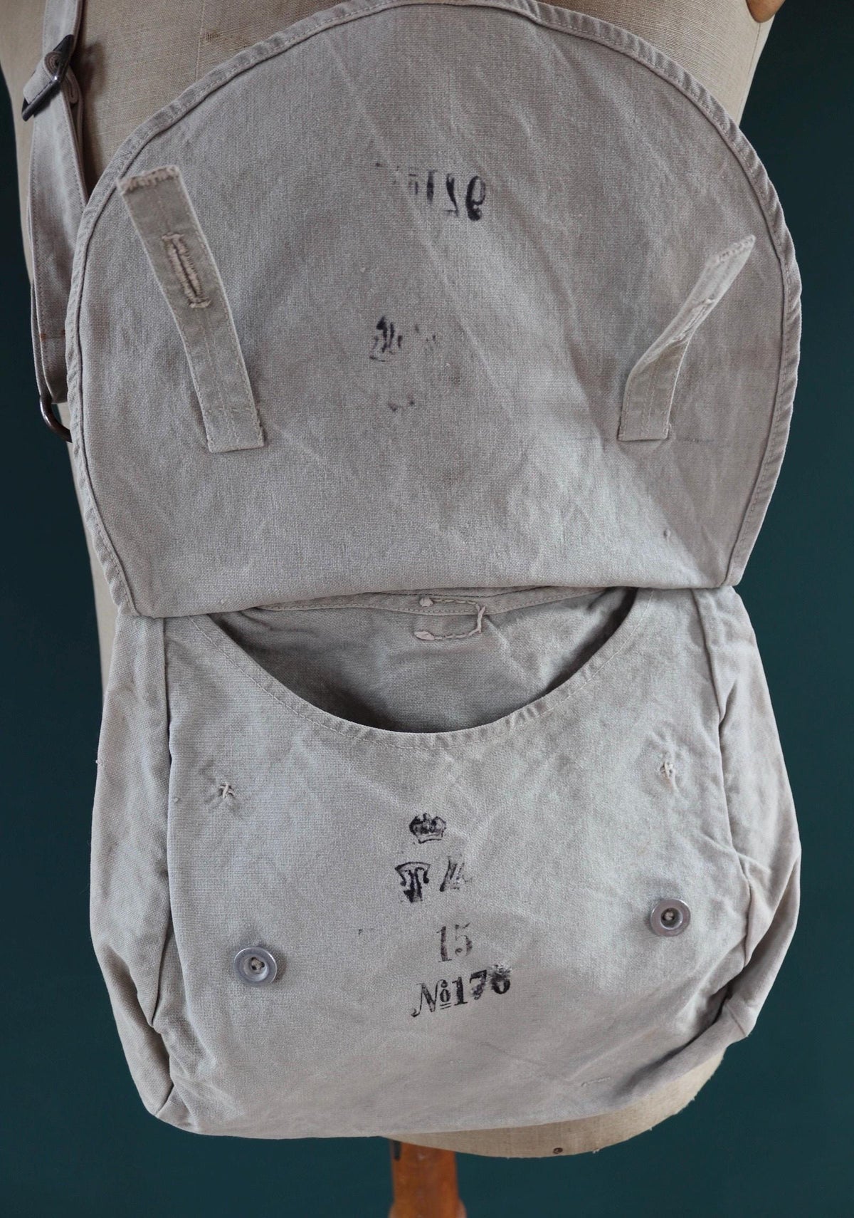 Antique WW1 military bag - Swedish army musette - cotton cross body bread bag - mattornist