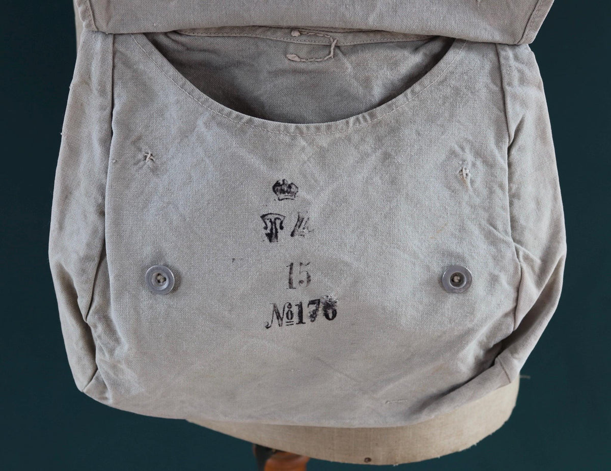 Antique WW1 military bag - Swedish army musette - cotton cross body bread bag - mattornist