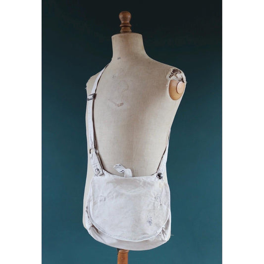 Antique WW1 military bag - Swedish army musette - cotton cross body bread bag - mattornist