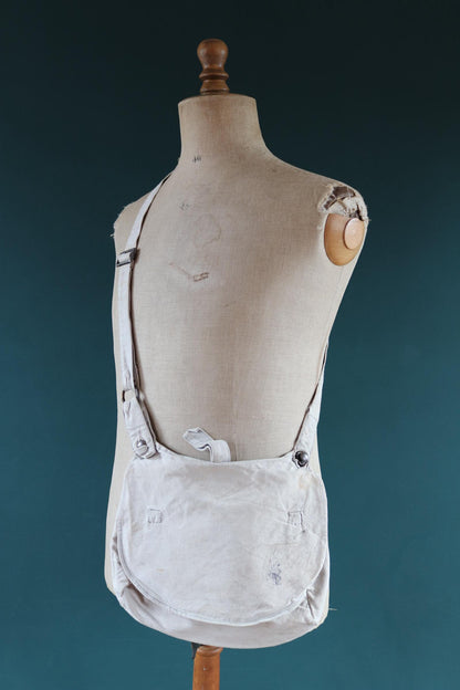 Antique WW1 military bag - Swedish army musette - cotton cross body bread bag - mattornist