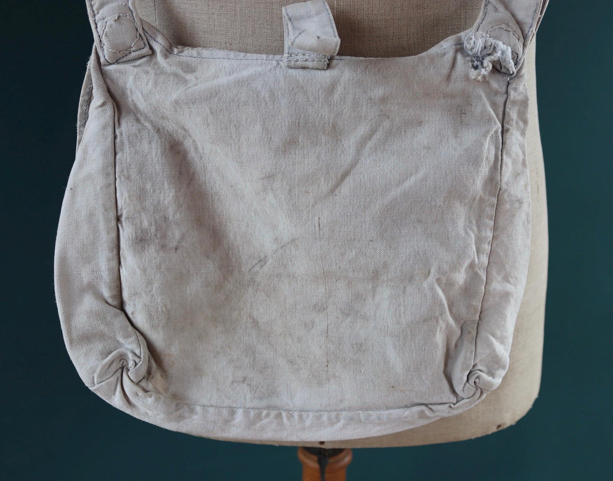 Antique WW1 military bag - Swedish army musette - cotton cross body bread bag - mattornist