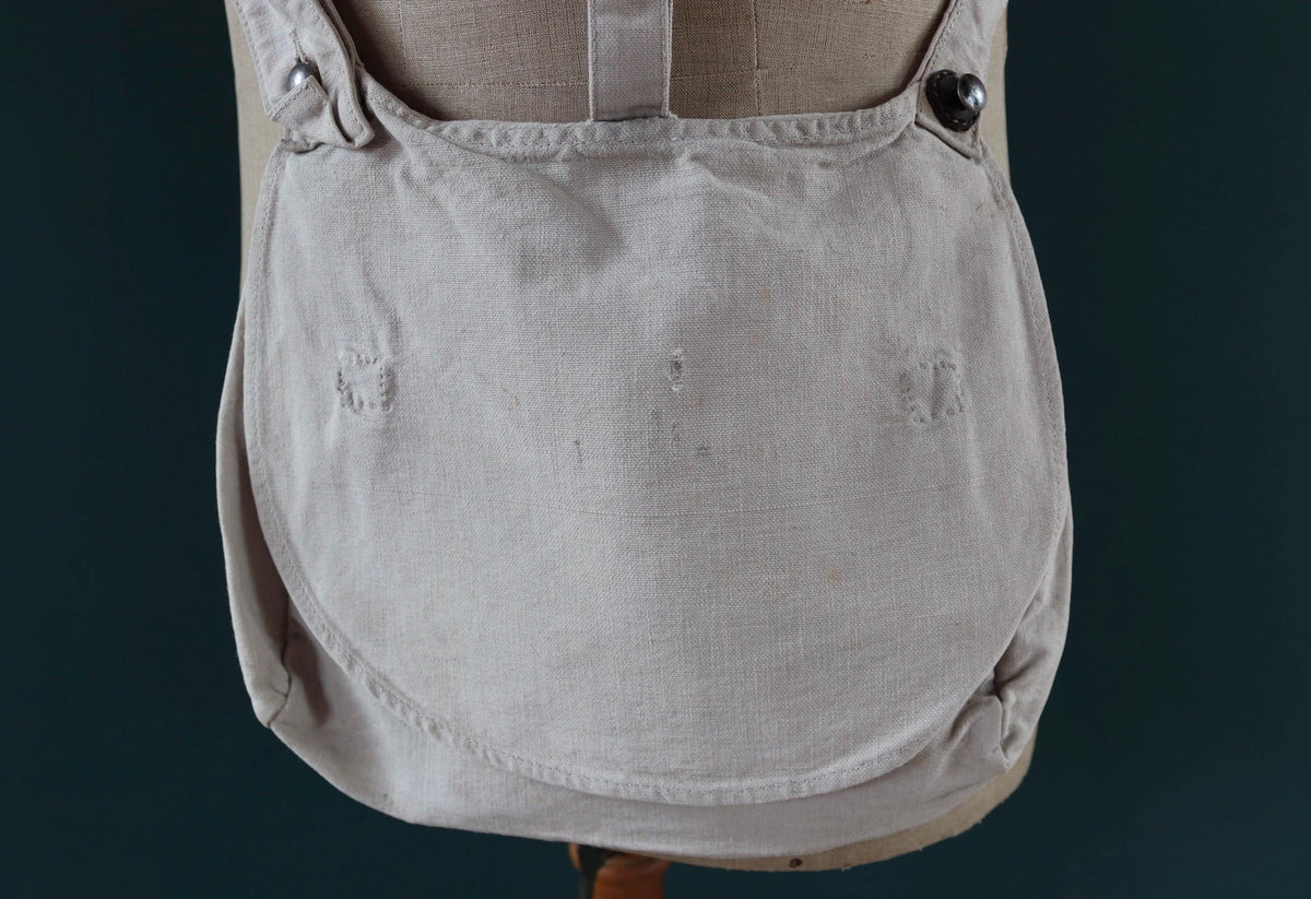 Antique WW1 military bag - Swedish army musette - cotton cross body bread bag - mattornist