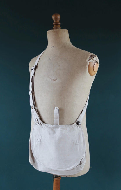 Antique WW1 military bag - Swedish army musette - cotton cross body bread bag - mattornist