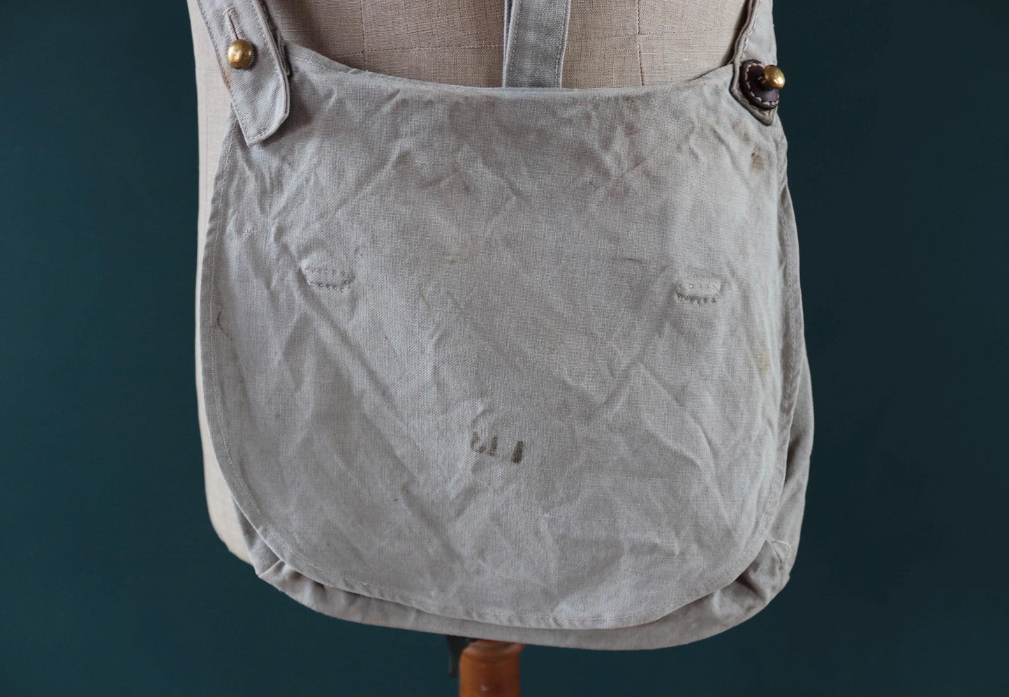 Antique WW1 military bag - Swedish army musette - cotton cross body bread bag - mattornist
