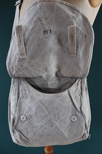 Antique WW1 military bag - Swedish army musette - cotton cross body bread bag - mattornist