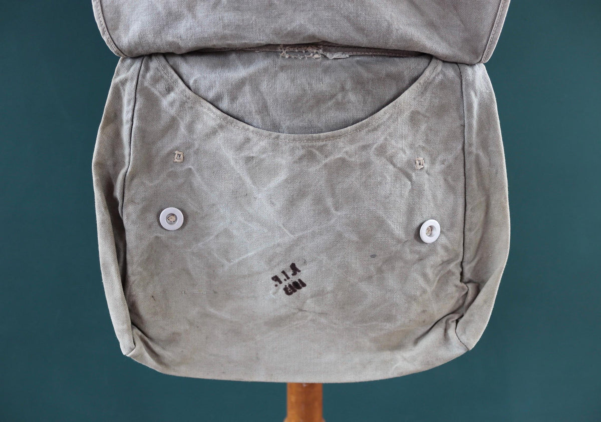 Antique WW1 military bag - Swedish army musette - cotton cross body bread bag - mattornist