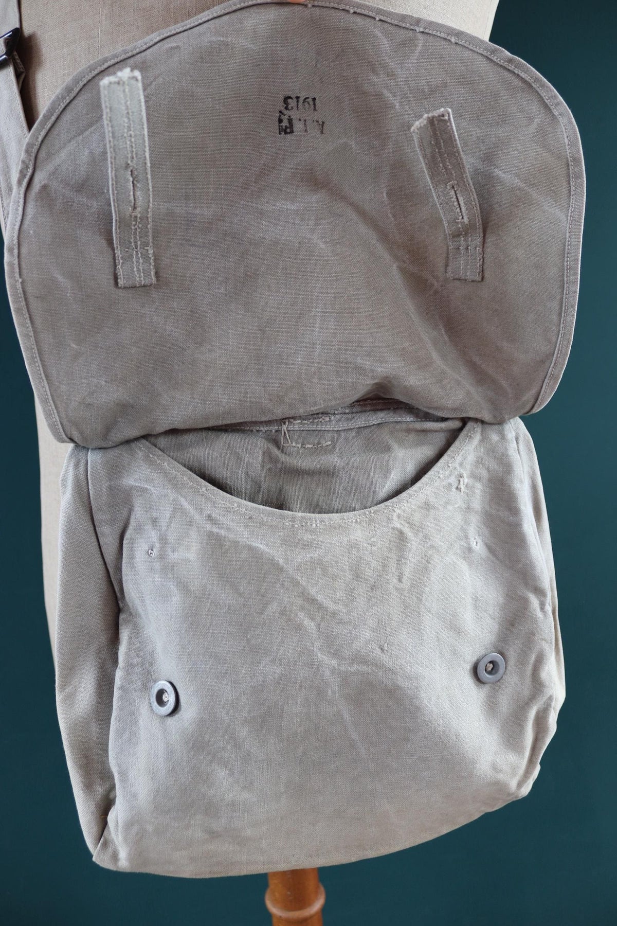 Antique WW1 military bag - Swedish army musette - cotton cross body bread bag - mattornist