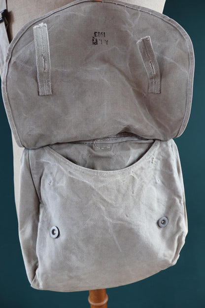 Antique WW1 military bag - Swedish army musette - cotton cross body bread bag - mattornist