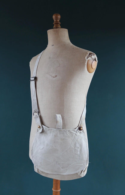 Antique WW1 military bag - Swedish army musette - cotton cross body bread bag - mattornist