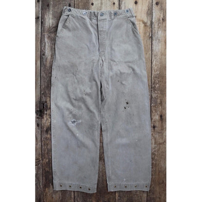 Vintage 1930s workwear trousers - 1940s Swedish military utility pants - buckle back cotton twill - 29” x 29”
