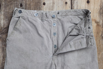 Vintage 1930s workwear trousers - 1940s Swedish military utility pants - buckle back cotton twill - 29” x 29”