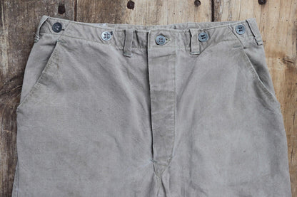 Vintage 1930s workwear trousers - 1940s Swedish military utility pants - buckle back cotton twill - 29” x 29”