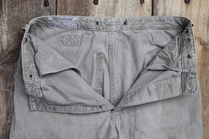 Vintage 1930s workwear trousers - 1940s Swedish military utility pants - buckle back cotton twill - 29” x 29”