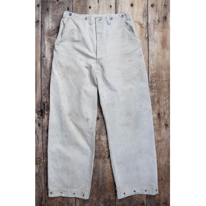 Vintage 1930s workwear trousers - 1940s Swedish military utility pants - buckle back cotton twill - 29” x 30”