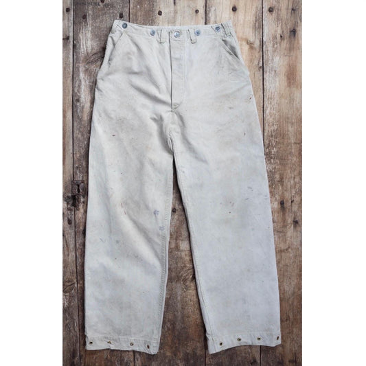 Vintage 1930s workwear trousers - 1940s Swedish military utility pants - buckle back cotton twill - 29” x 30”