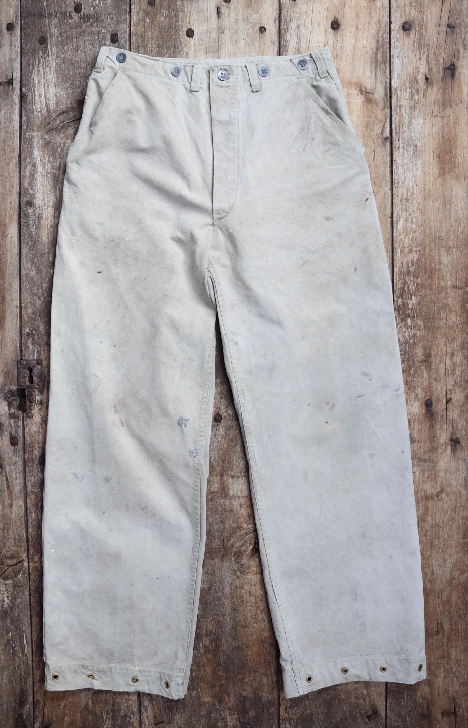 Vintage 1930s workwear trousers - 1940s Swedish military utility pants - buckle back cotton twill - 29” x 30”