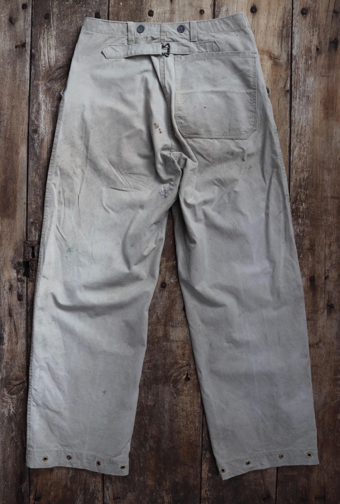 Vintage 1930s workwear trousers - 1940s Swedish military utility pants - buckle back cotton twill - 29” x 30”