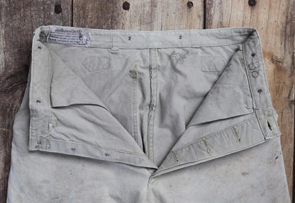 Vintage 1930s workwear trousers - 1940s Swedish military utility pants - buckle back cotton twill - 29” x 30”