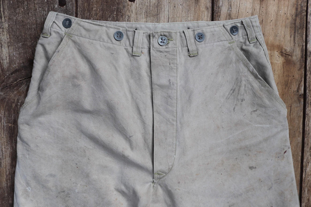 Vintage 1930s workwear trousers - 1940s Swedish military utility pants - buckle back cotton twill - 29” x 30”