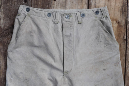 Vintage 1930s workwear trousers - 1940s Swedish military utility pants - buckle back cotton twill - 29” x 30”