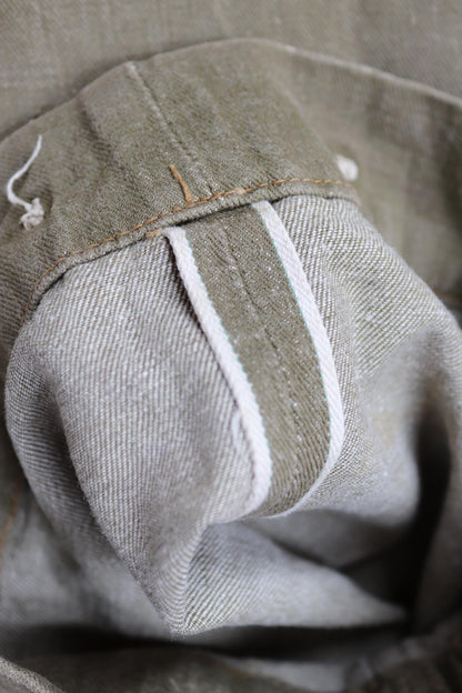 Vintage 1950s British army green selvedge denim overalls - military cargo pants - 39” x 32”