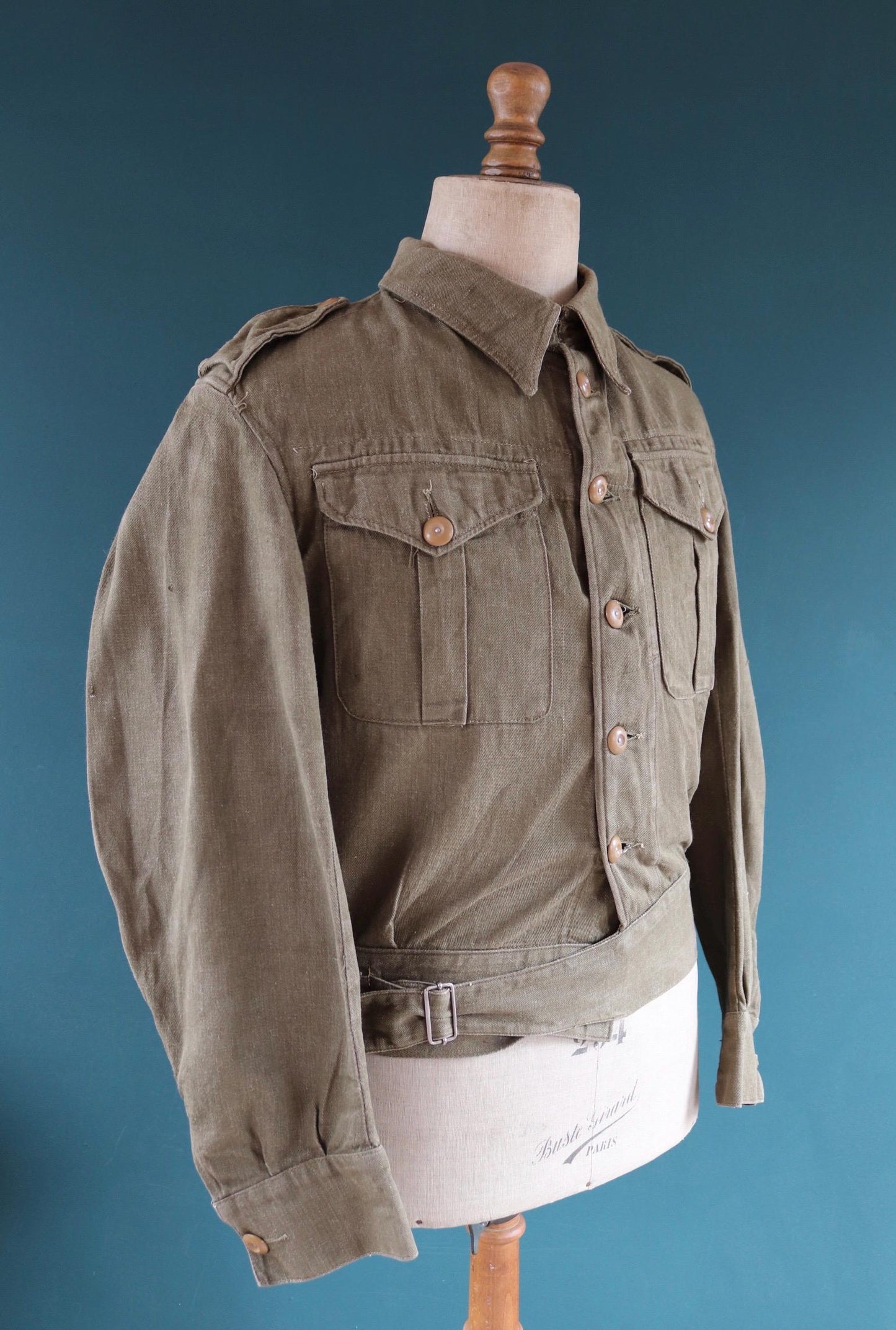 Vintage 1940s British army denim blouse - WW2 selvedge overalls jacket - 44” chest