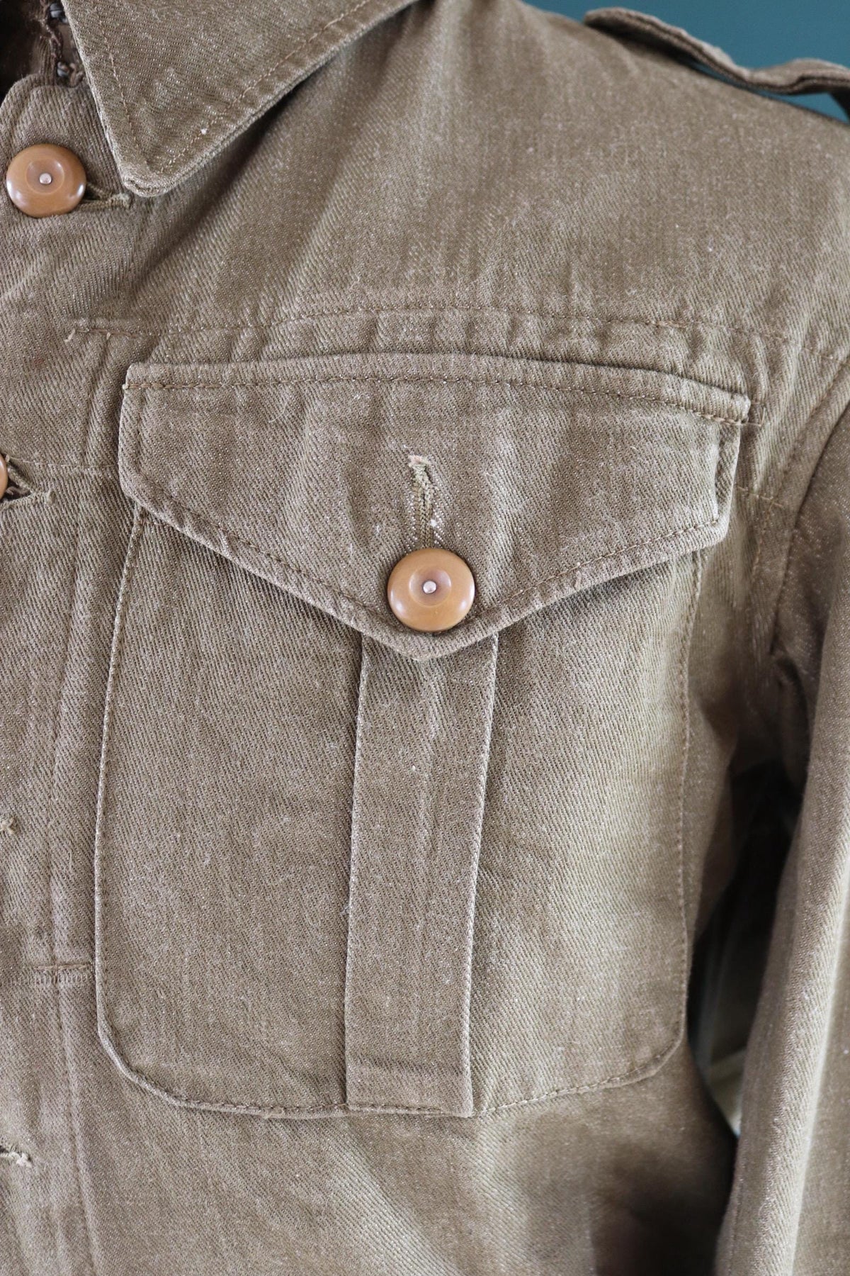 Vintage 1940s British army denim blouse - WW2 selvedge overalls jacket - 44” chest