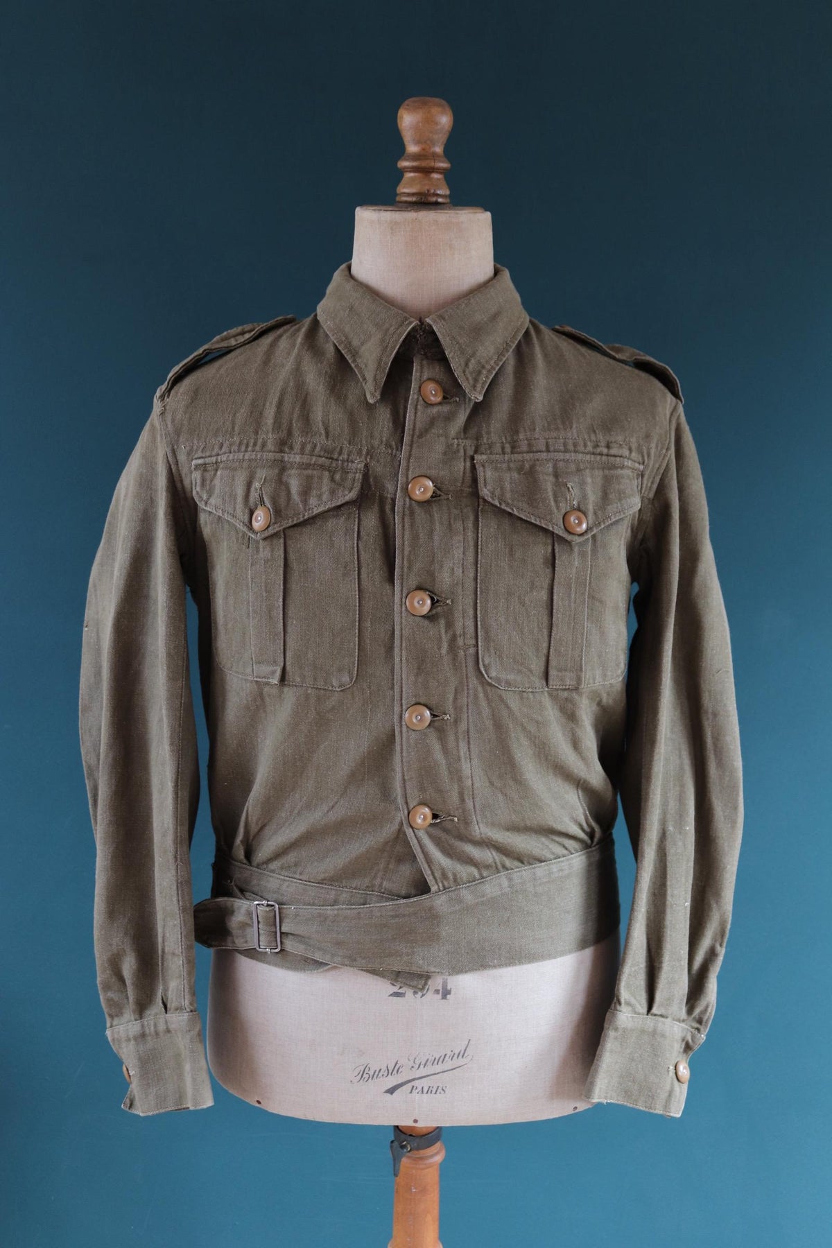 Vintage 1940s British army denim blouse - WW2 selvedge overalls jacket - 44” chest