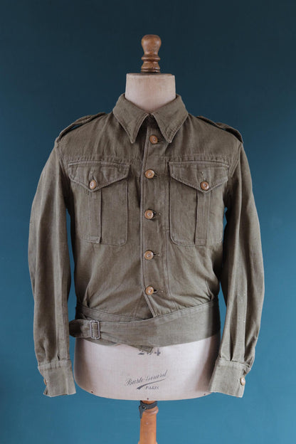 Vintage 1940s British army denim blouse - WW2 selvedge overalls jacket - 44” chest
