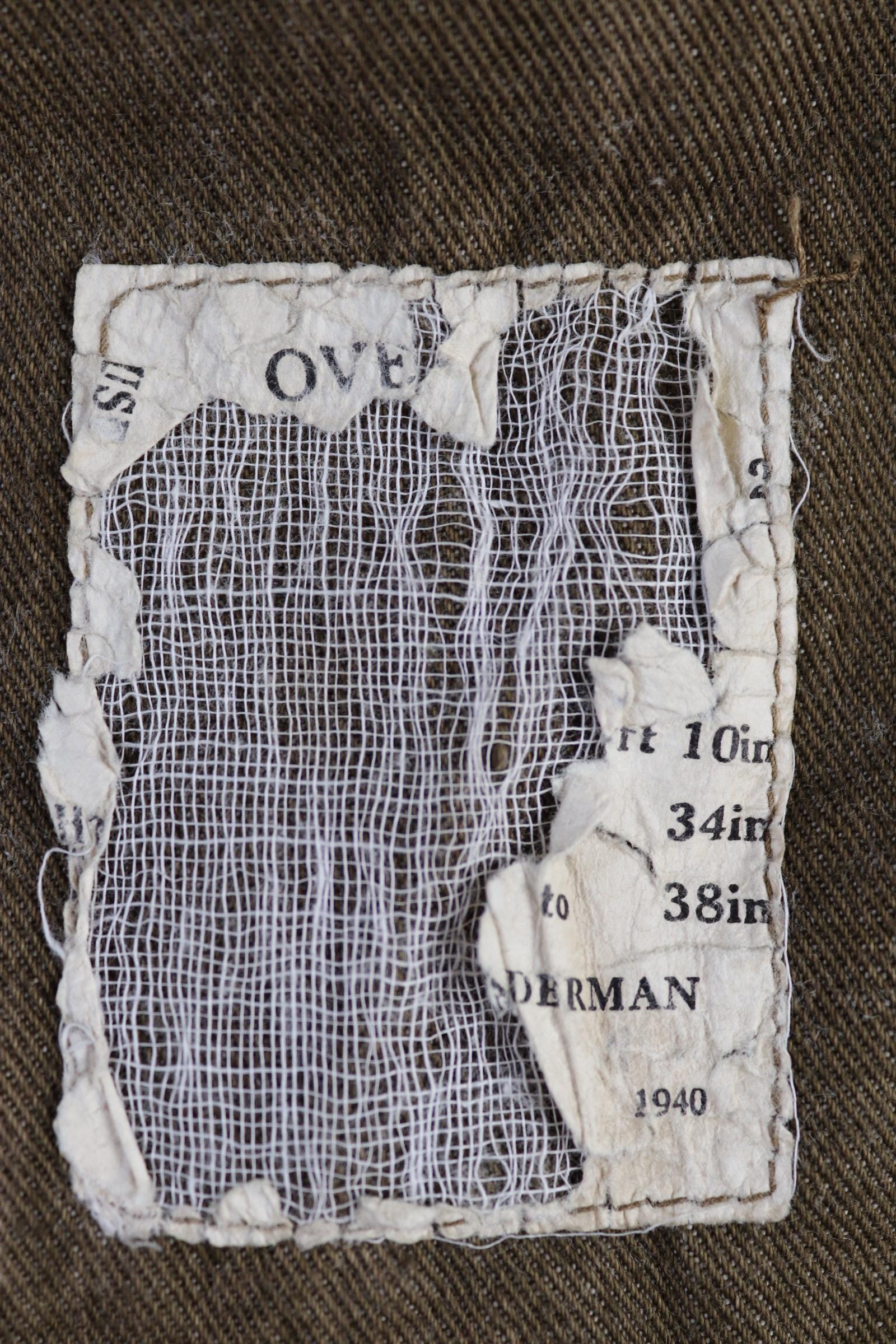 Vintage 1940s British army denim blouse - WW2 selvedge overalls jacket - 44” chest