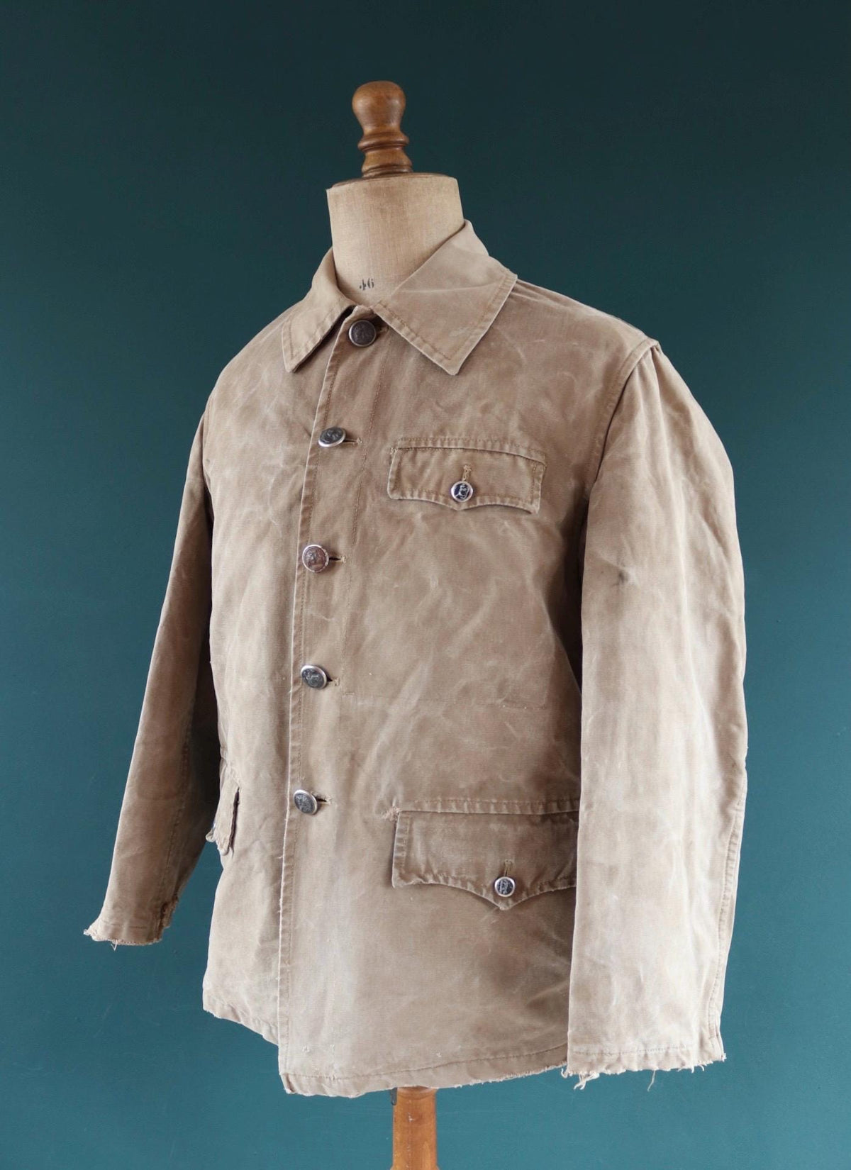 Vintage 1950s French hunting jacket - canvas workwear - chore coat - 46” chest