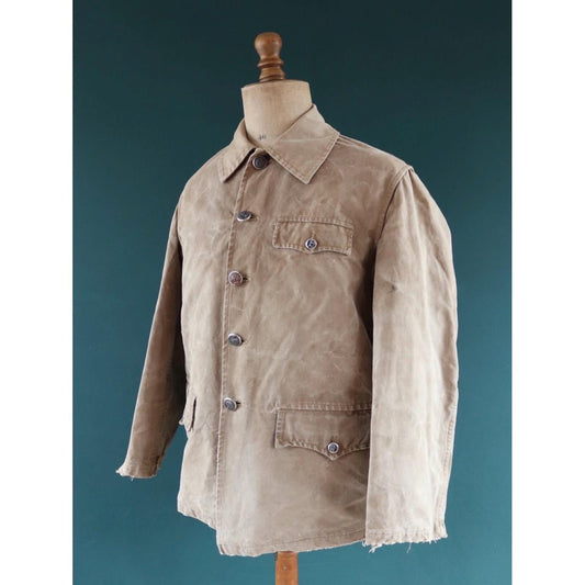 Vintage 1950s French hunting jacket - canvas workwear - chore coat - 46” chest