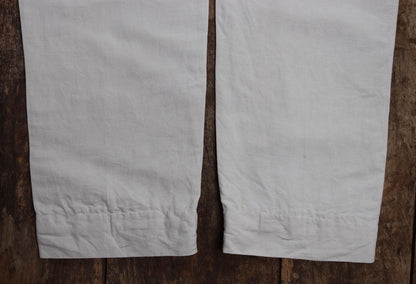 Vintage 1910s French white linen trousers - 32” x 29” - buckle back