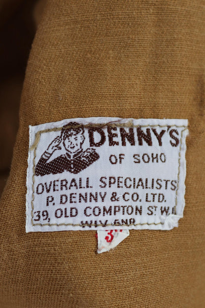 Vintage 1960s British workwear overalls - long brown cotton twill chore jacket - factory chore coat - 43” chest