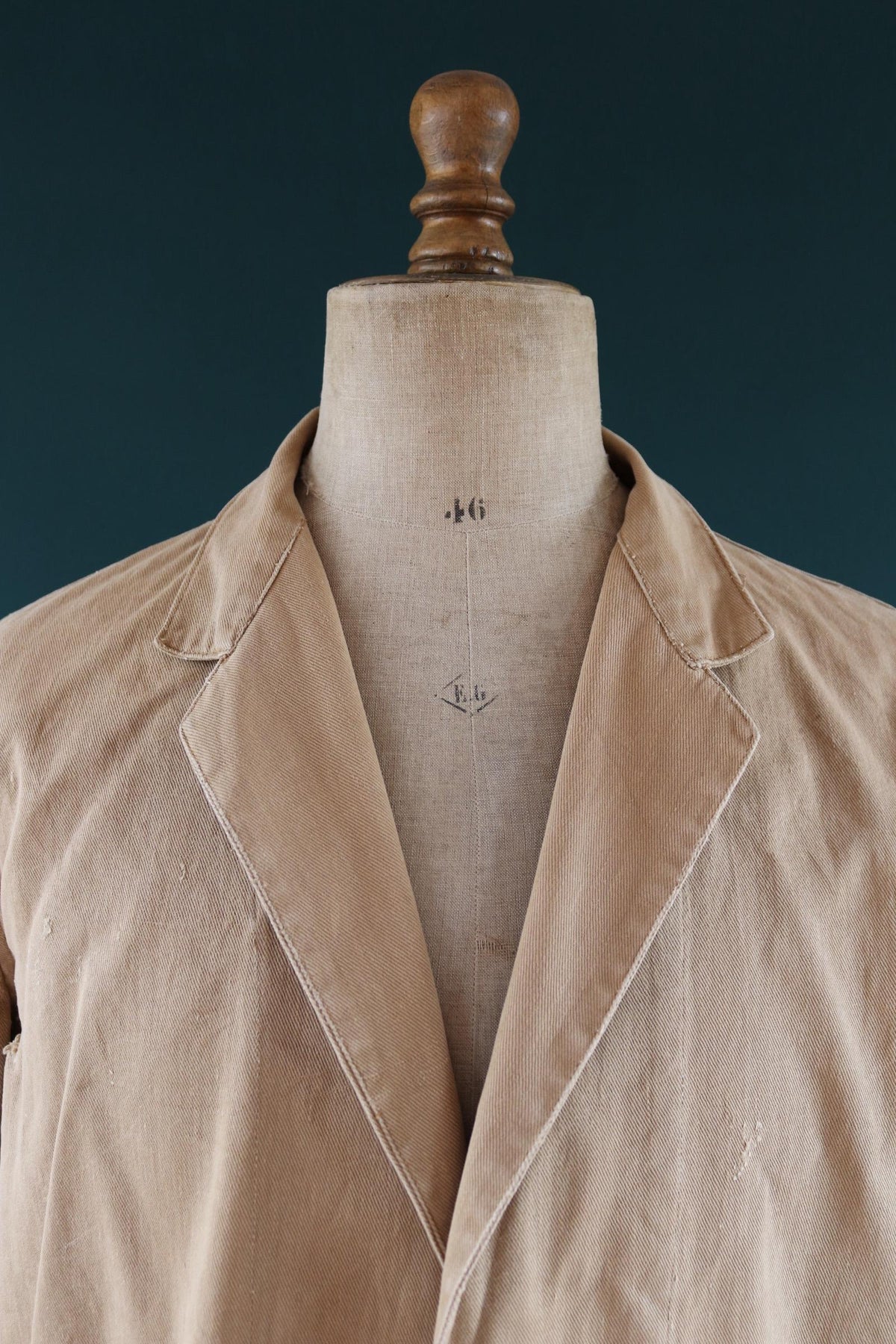Vintage 1960s British workwear overalls - back belt - brown cotton twill chore jacket - factory chore coat - 46” chest