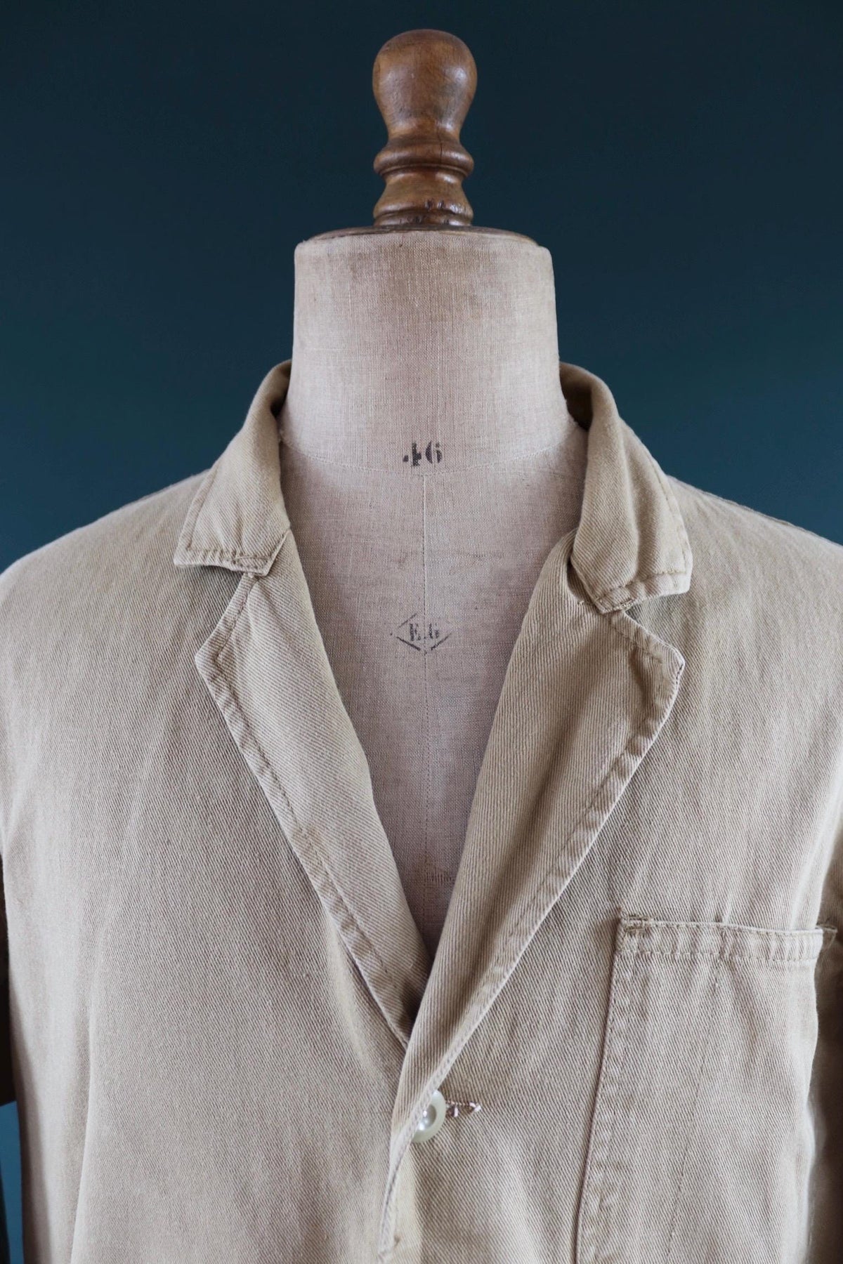 Vintage 1960s British workwear overalls - long brown cotton twill chore jacket - factory chore coat - 48” chest